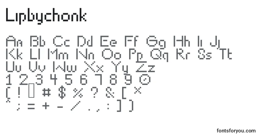 A fonte Lipbychonk – alfabeto, números, caracteres especiais