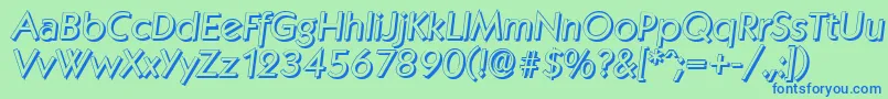 KoblenzshadowItalic-fontti – siniset fontit vihreällä taustalla