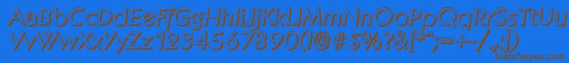 フォントKoblenzshadowItalic – 茶色の文字が青い背景にあります。