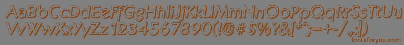 フォントKoblenzshadowItalic – 茶色の文字が灰色の背景にあります。