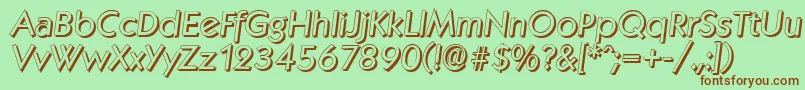 フォントKoblenzshadowItalic – 緑の背景に茶色のフォント