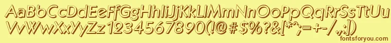 KoblenzshadowItalic-Schriftart – Braune Schriften auf gelbem Hintergrund