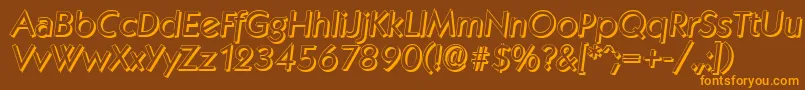 フォントKoblenzshadowItalic – オレンジ色の文字が茶色の背景にあります。