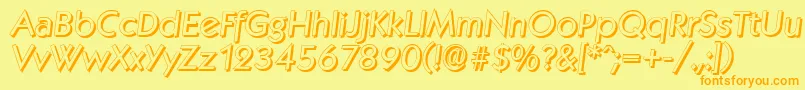 フォントKoblenzshadowItalic – オレンジの文字が黄色の背景にあります。
