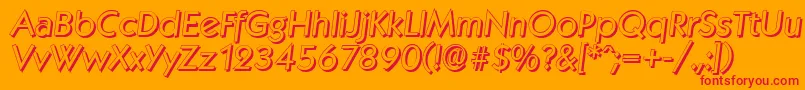 Czcionka KoblenzshadowItalic – czerwone czcionki na pomarańczowym tle