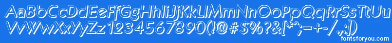 KoblenzshadowItalic-fontti – valkoiset fontit sinisellä taustalla