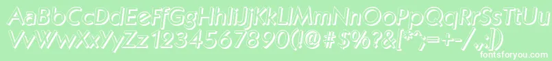 KoblenzshadowItalic-fontti – valkoiset fontit vihreällä taustalla