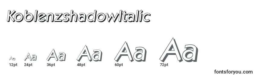 Размеры шрифта KoblenzshadowItalic