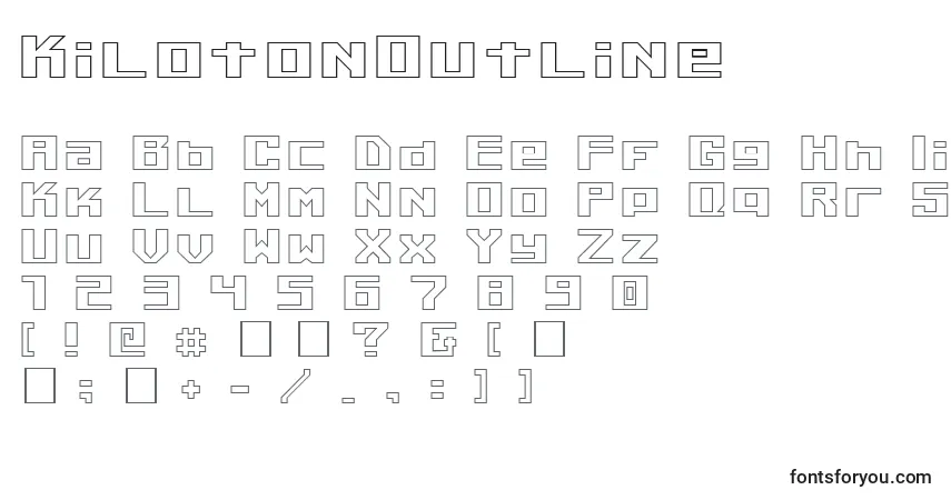 A fonte KilotonOutline – alfabeto, números, caracteres especiais