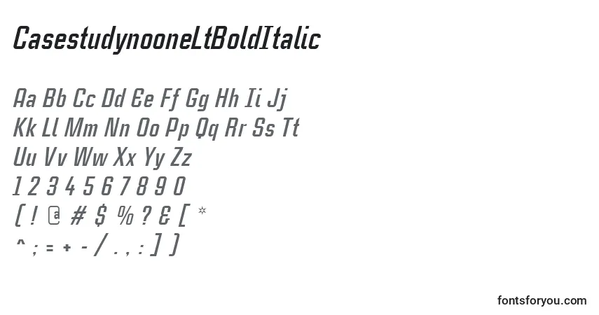 Schriftart CasestudynooneLtBoldItalic – Alphabet, Zahlen, spezielle Symbole