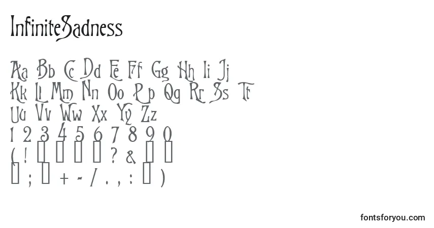 Schriftart InfiniteSadness – Alphabet, Zahlen, spezielle Symbole