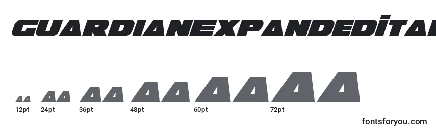 Размеры шрифта GuardianExpandedItalic