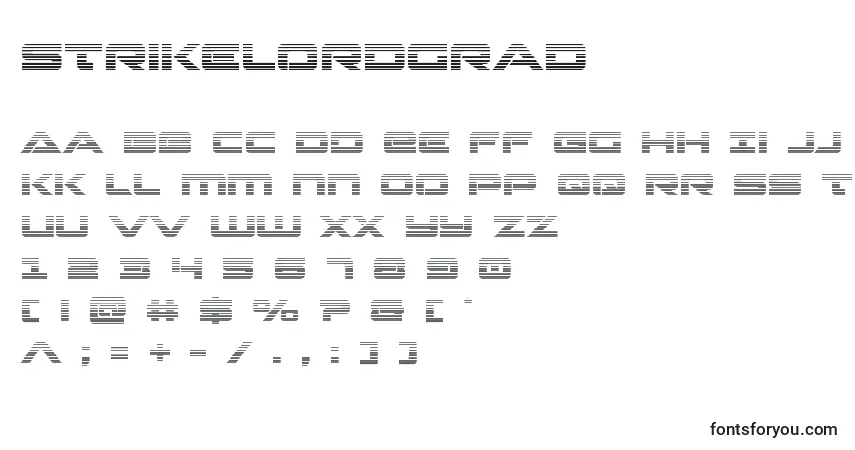 A fonte Strikelordgrad – alfabeto, números, caracteres especiais