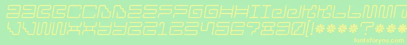Iron Lounge 2-Schriftart – Gelbe Schriften auf grünem Hintergrund