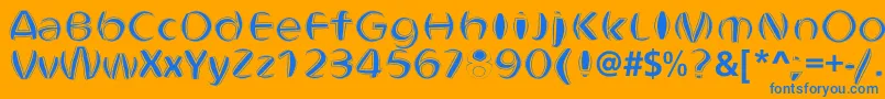 ObtundeBold-Schriftart – Blaue Schriften auf orangefarbenem Hintergrund