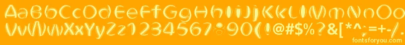ObtundeBold-Schriftart – Gelbe Schriften auf orangefarbenem Hintergrund
