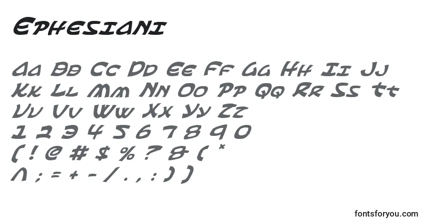 A fonte Ephesiani – alfabeto, números, caracteres especiais