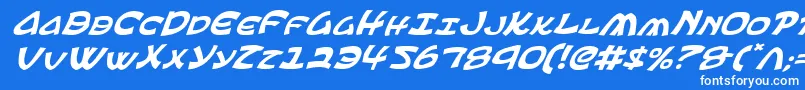 Ephesiani-Schriftart – Weiße Schriften auf blauem Hintergrund