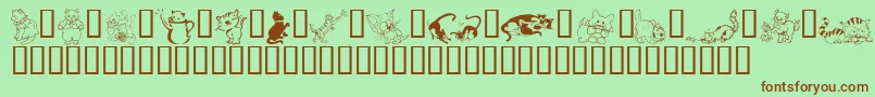 LcrCatsMeow-Schriftart – Braune Schriften auf grünem Hintergrund