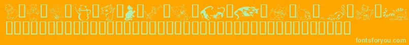 LcrCatsMeow Font – Green Fonts on Orange Background