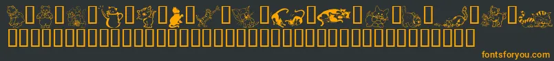 フォントLcrCatsMeow – 黒い背景にオレンジの文字