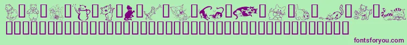 LcrCatsMeow Font – Purple Fonts on Green Background