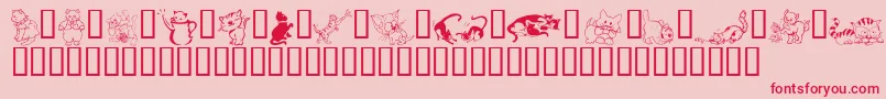 LcrCatsMeow-Schriftart – Rote Schriften auf rosa Hintergrund