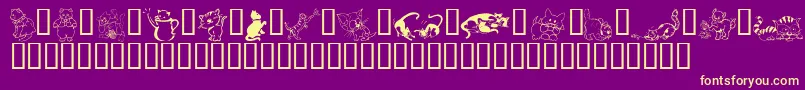 LcrCatsMeow Font – Yellow Fonts on Purple Background