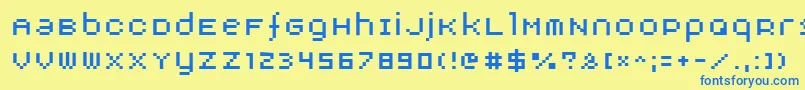 フォントAdbnorm – 青い文字が黄色の背景にあります。