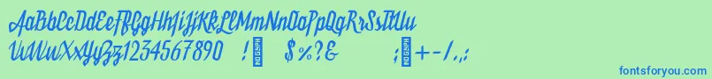Bukarest Font – Blue Fonts on Green Background