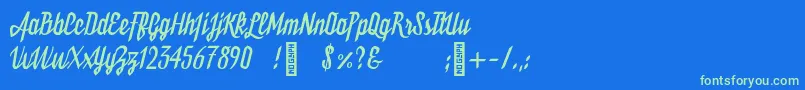 Bukarest Font – Green Fonts on Blue Background