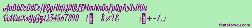 Bukarest Font – Purple Fonts on Green Background