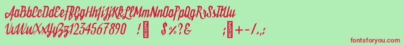 Bukarest Font – Red Fonts on Green Background