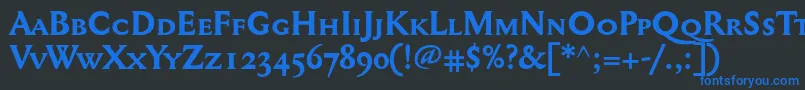 Mediaevalsc+OsfBold Font – Blue Fonts on Black Background
