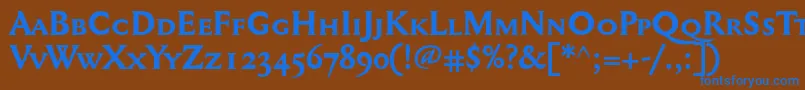 Mediaevalsc+OsfBold Font – Blue Fonts on Brown Background