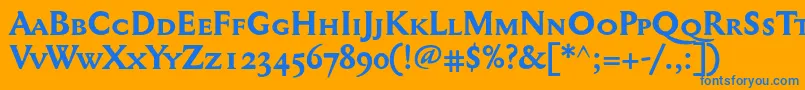 Mediaevalsc+OsfBold Font – Blue Fonts on Orange Background