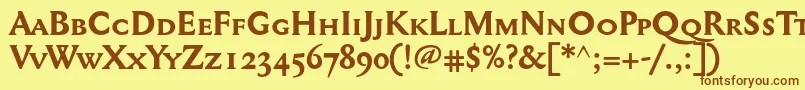 Mediaevalsc+OsfBold Font – Brown Fonts on Yellow Background