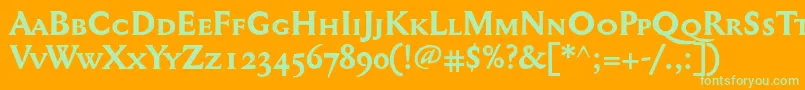 Mediaevalsc+OsfBold Font – Green Fonts on Orange Background