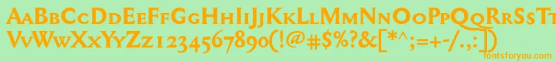 Mediaevalsc+OsfBold Font – Orange Fonts on Green Background