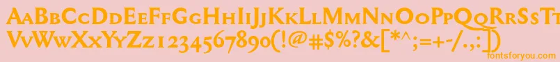 Mediaevalsc+OsfBold Font – Orange Fonts on Pink Background