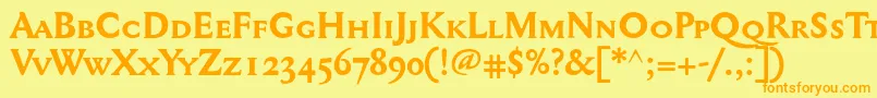Mediaevalsc+OsfBold Font – Orange Fonts on Yellow Background