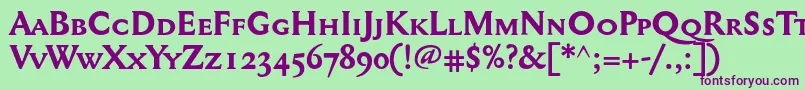 Mediaevalsc+OsfBold Font – Purple Fonts on Green Background