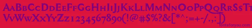 フォントMediaevalsc+OsfBold – 赤い背景に紫のフォント