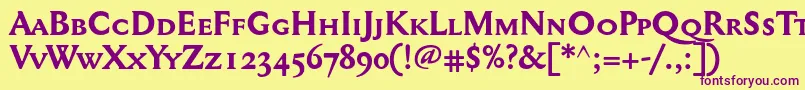 Mediaevalsc+OsfBold Font – Purple Fonts on Yellow Background