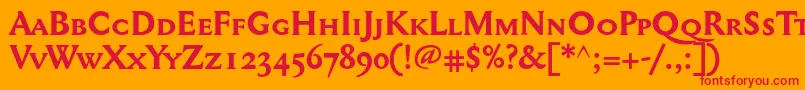 Шрифт Mediaevalsc+OsfBold – красные шрифты на оранжевом фоне