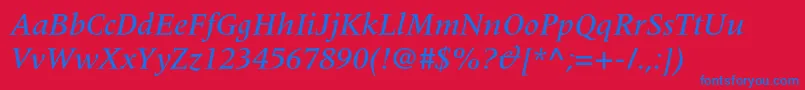 MeridienltstdMediumitalic Font – Blue Fonts on Red Background