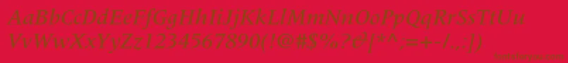 Шрифт MeridienltstdMediumitalic – коричневые шрифты на красном фоне