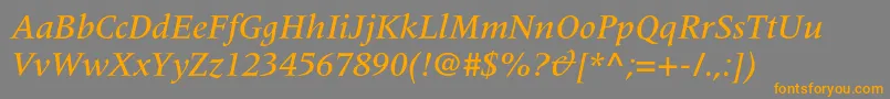 MeridienltstdMediumitalic Font – Orange Fonts on Gray Background