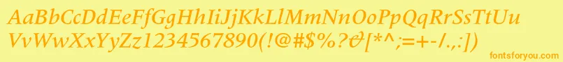 MeridienltstdMediumitalic Font – Orange Fonts on Yellow Background