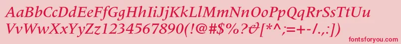 MeridienltstdMediumitalic Font – Red Fonts on Pink Background